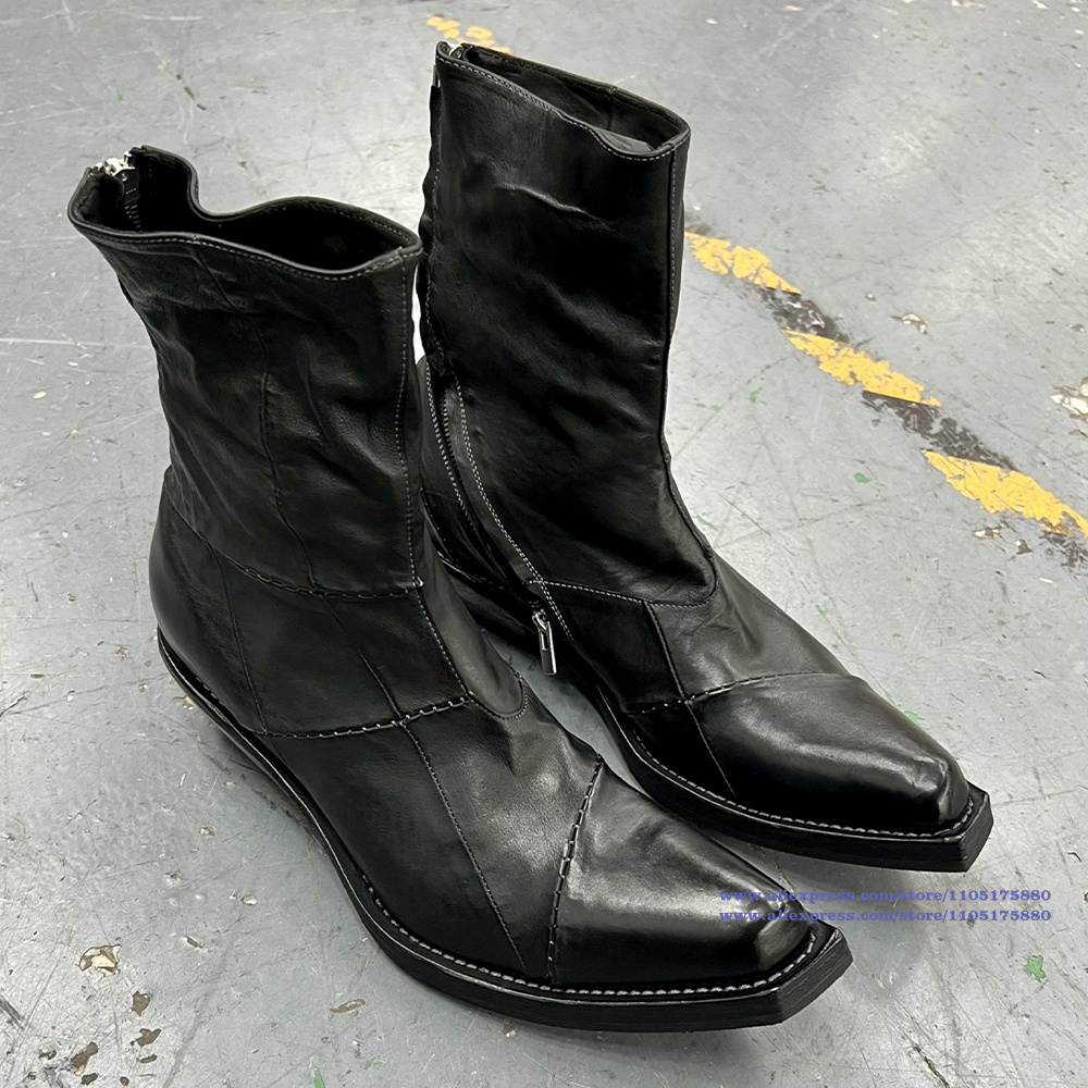 Chelsea Boots Men - Zwart lederen herenlaarzen Puntige neus Rits