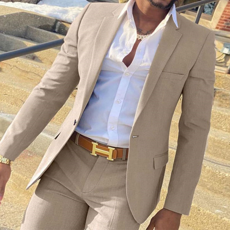 Men'S Fashion Formal - 2 Stuks Beige Pak Voor Mannen