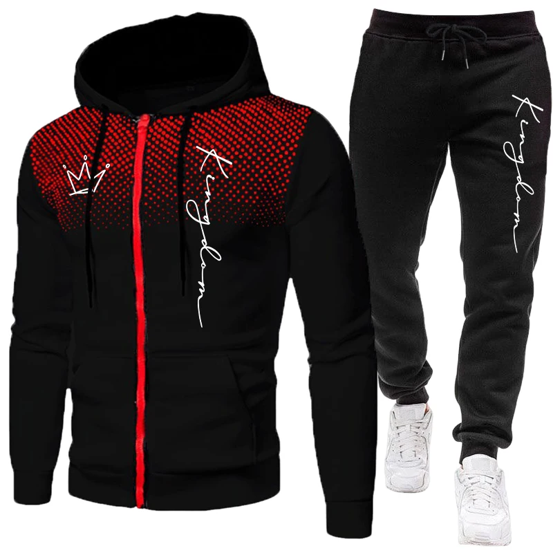 Mens Fashion Zip Up - King Herenjas Trainingspak Casual Sweatshirt met