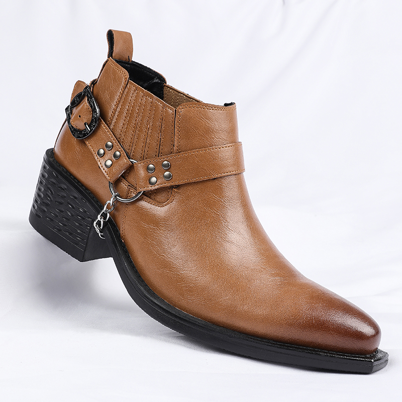 Chelsea Boots Men - Nieuwe bruine/zwarte koeienleren laarzen met metalen