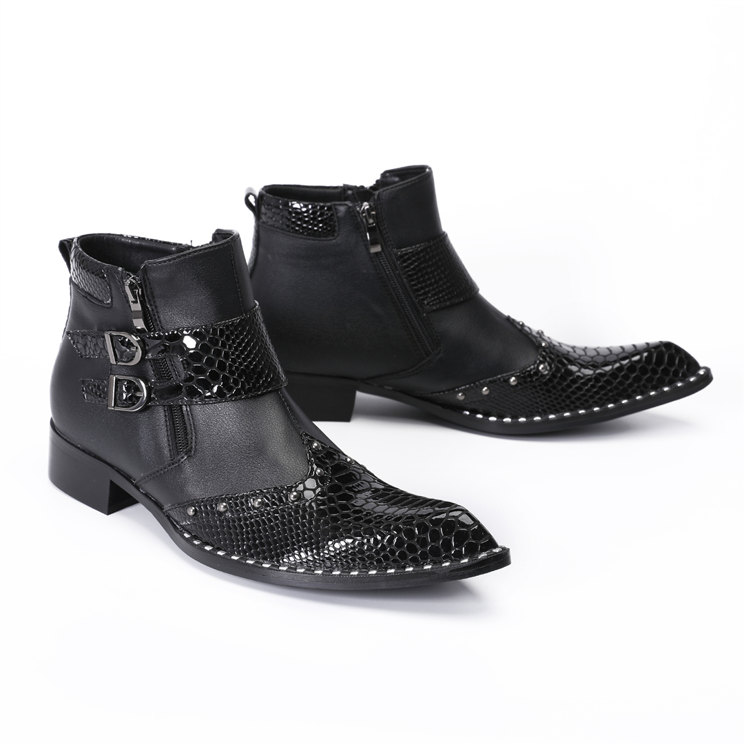 Mens Fashion Dress Shoes - mode klinknagels puntige neus heren echt