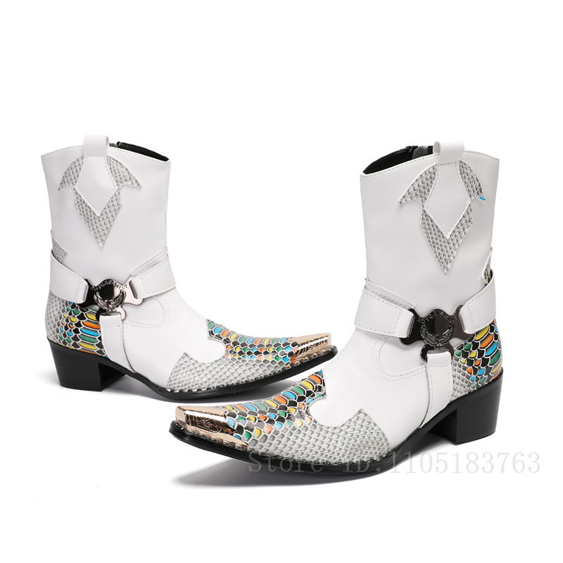 Mens Fashion Dress Shoes - Britse stijl handgemaakte herenlaarzen metalen vierkante