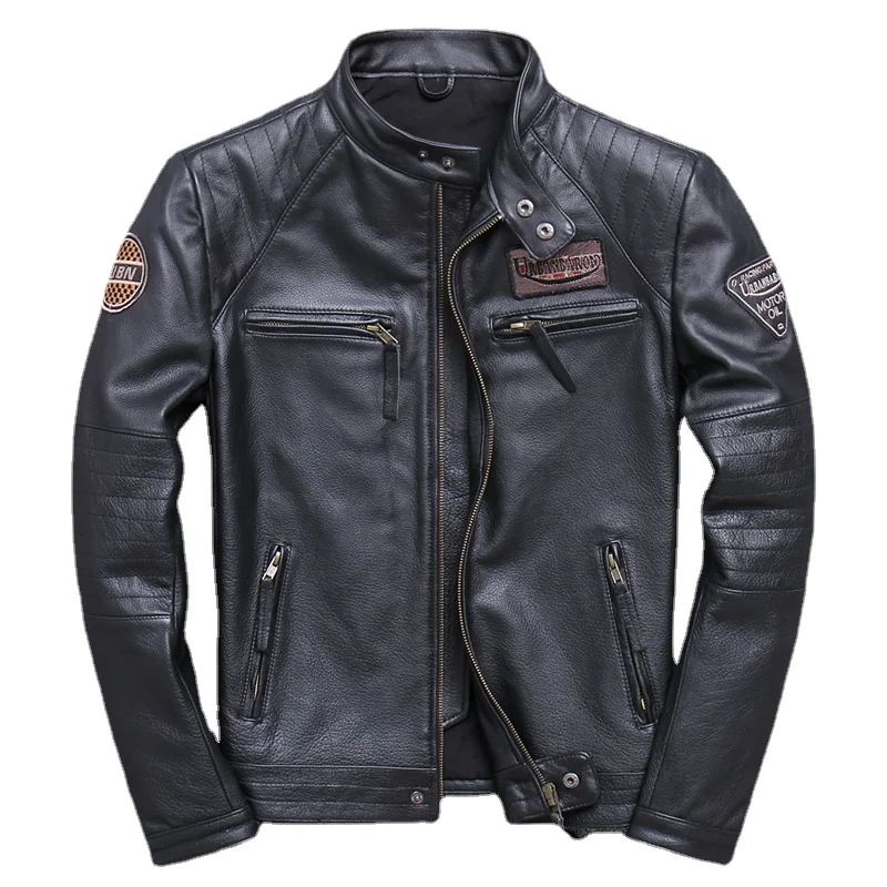Men'S Fashion Leather Jacket - Mode Biker Jacks Vintage Heren Echt