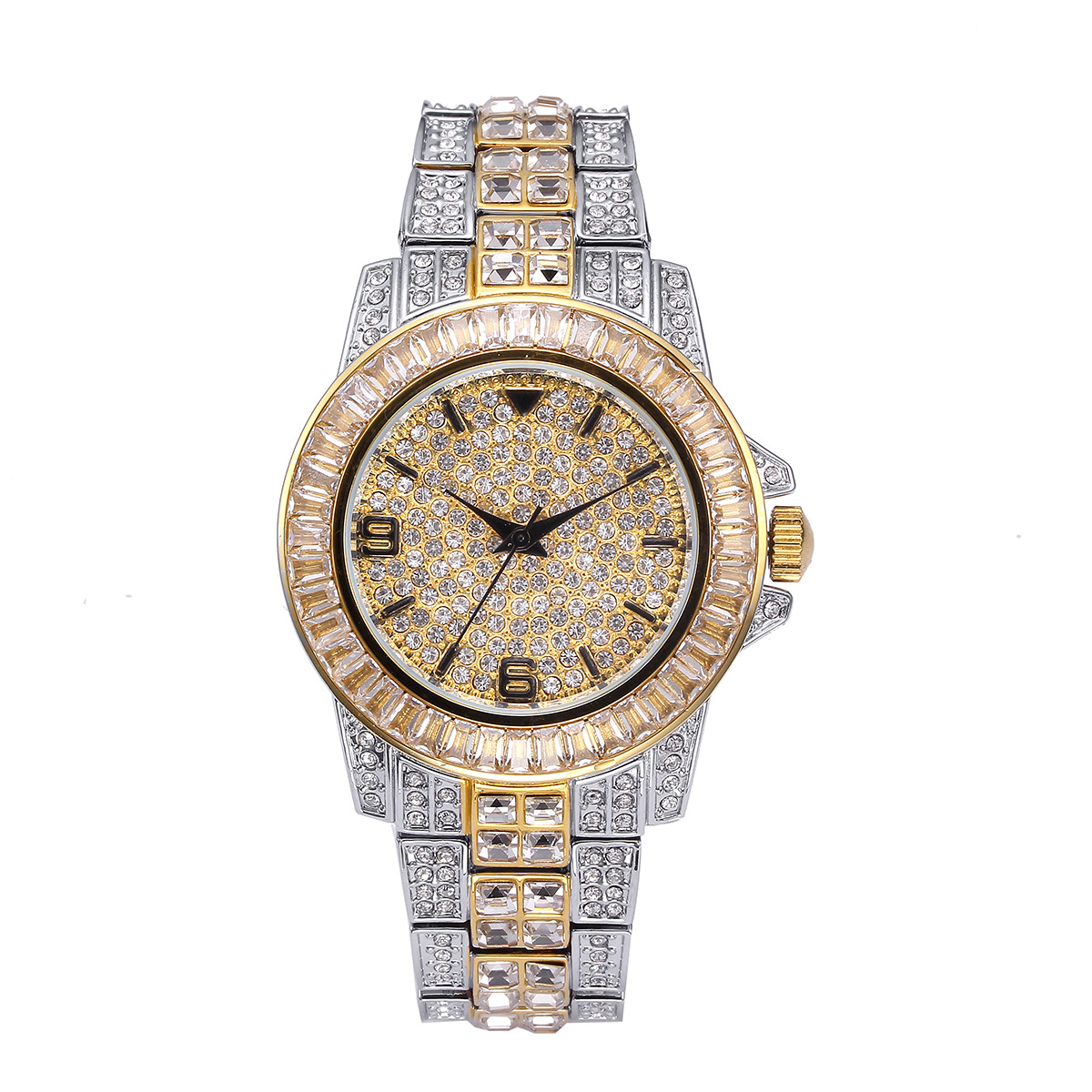 Men'S Fashion Jewelry - Luxe Volledig Stenen Kwarts Horloges voor