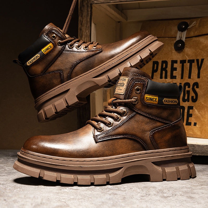Chelsea Boots Men - Vintage Heren Platform Enkellaarsjes Herfst Winter