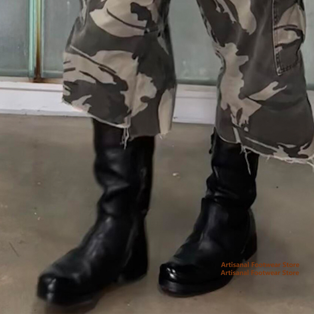 Chelsea Boots Men - Hoge motorlaarzen met ronde neus voor