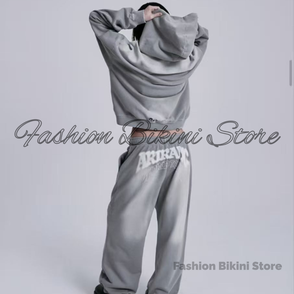 Mens Fashion Zip Up - NIEUW Gewassen grijze retro hoodie 3D-borduurwerk