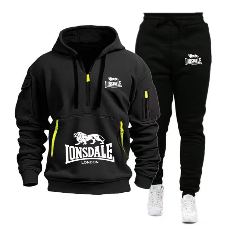 Mens Fashion Zip Up - LONSDALE Heren Kangoeroezak Hoodie Set 2026