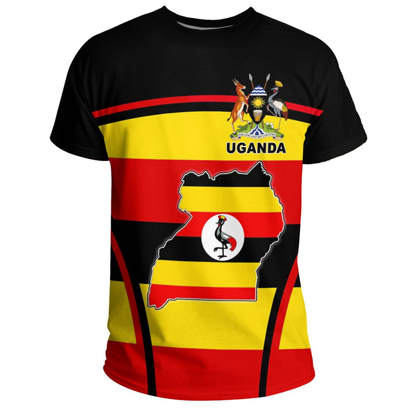 Men Fashion Uganda - Mode 3d Bedrukt Uganda T-Shirt Voor