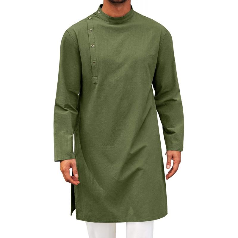 Men'S Fashion Kurta - Heren Kaftan Thobe Robe Lange Mouw
