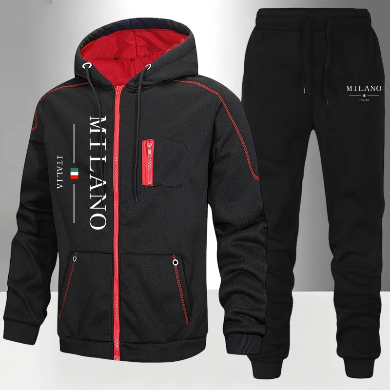 Mens Fashion Zip Up - Italië Mode Herenset/Jas/Broek Herfst Winter Dagelijks