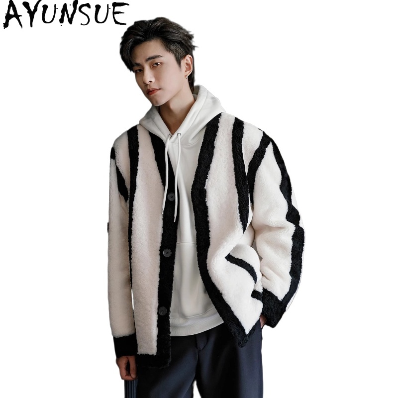 Men'S Fashion Leather Jacket - AYUNSUE Nieuwe Mode Echte Bontjas Man