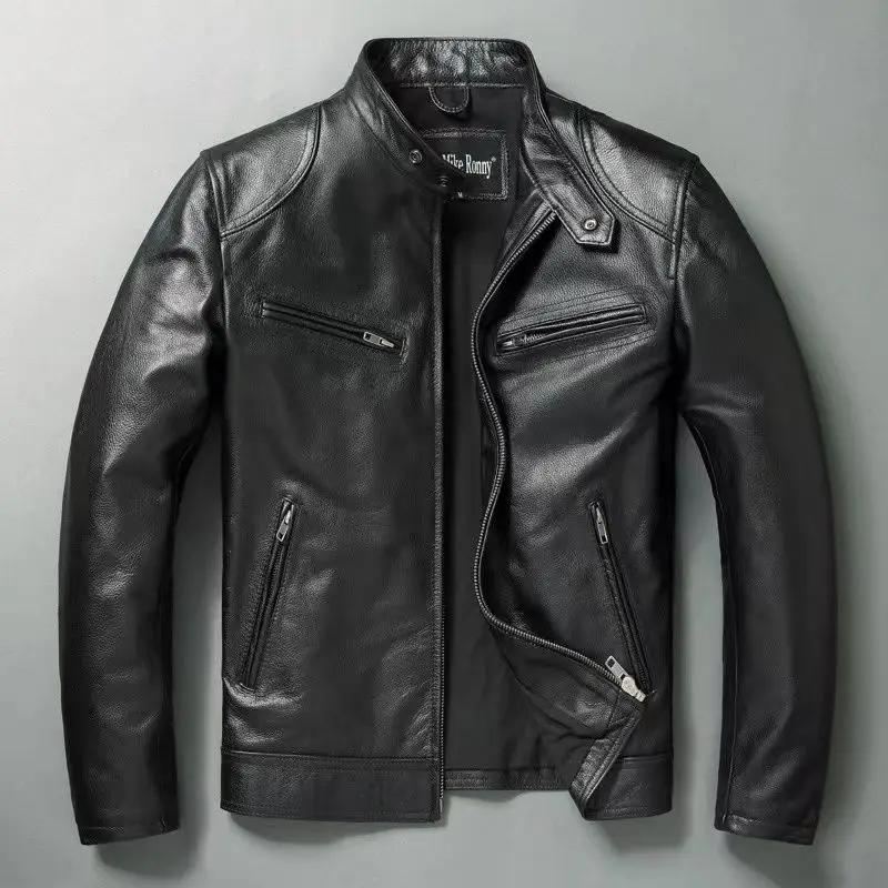 Men'S Fashion Leather Jacket - Echt Leren Jas Heren 100% Koeienhuid