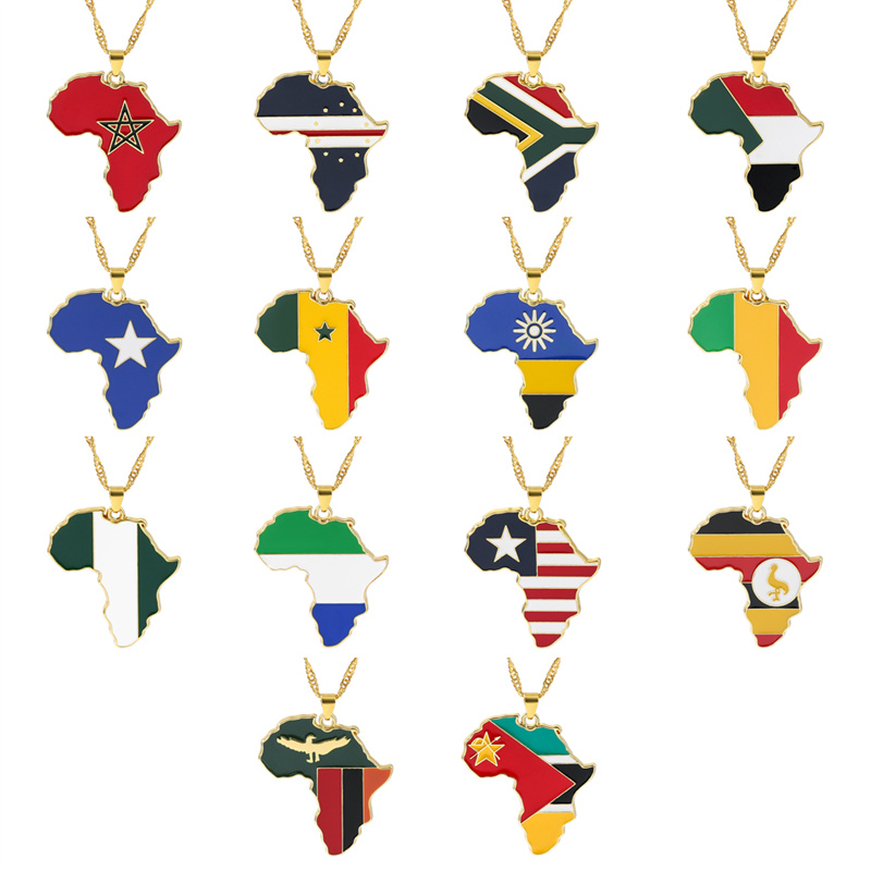 Men Fashion Uganda - Hip Hop Creatieve Landkaart Hanger Metalen