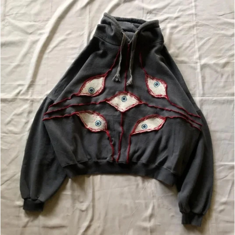 Men'S Fashion Y2K - Herenkleding Y2K Demon Eyes-serie katoenen hoodie