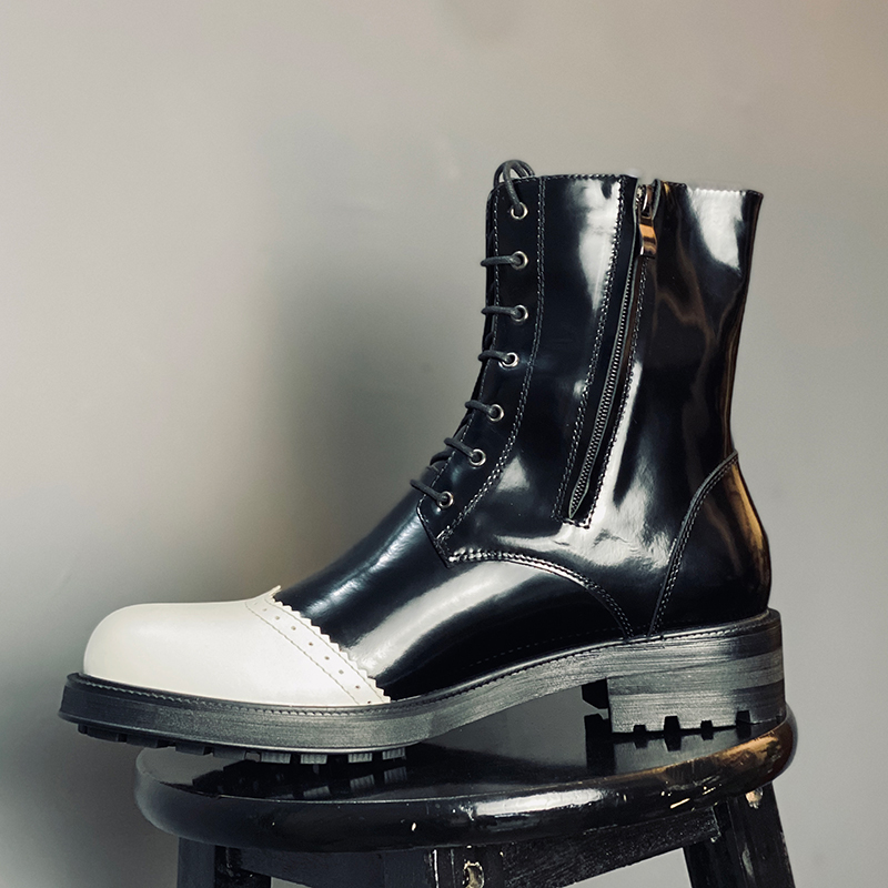 Heren zwart-wit lakleren motor - Chelsea Boots Men recensie en prijs