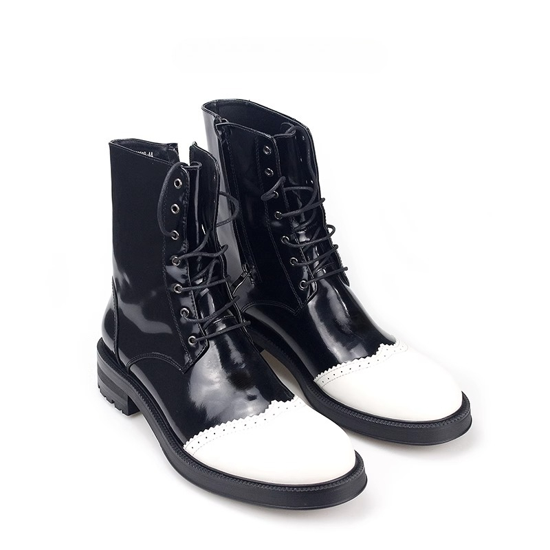 Heren zwart-wit lakleren motor - Chelsea Boots Men recensie en prijs