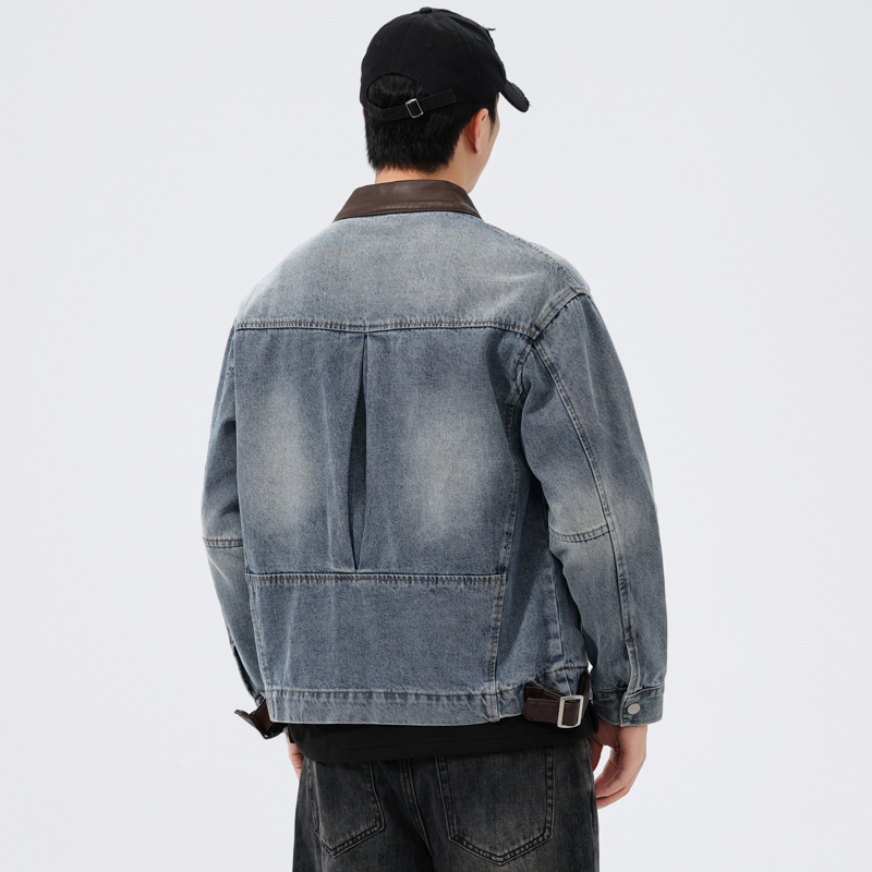 Stand Leren Kraag Denim Jas He - Men'S Fashion Leather Jacket recensie en prijs