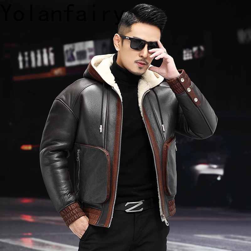 YOLANFAIRY Natuurlijke Wol Bon - Men'S Fashion Leather Jacket recensie en prijs