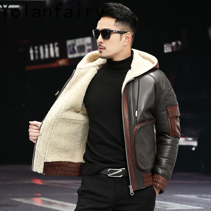 YOLANFAIRY Natuurlijke Wol Bon - Men'S Fashion Leather Jacket recensie en prijs