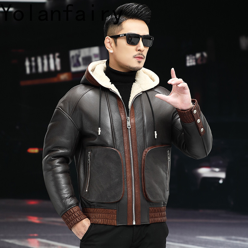 YOLANFAIRY Natuurlijke Wol Bon - Men'S Fashion Leather Jacket recensie en prijs