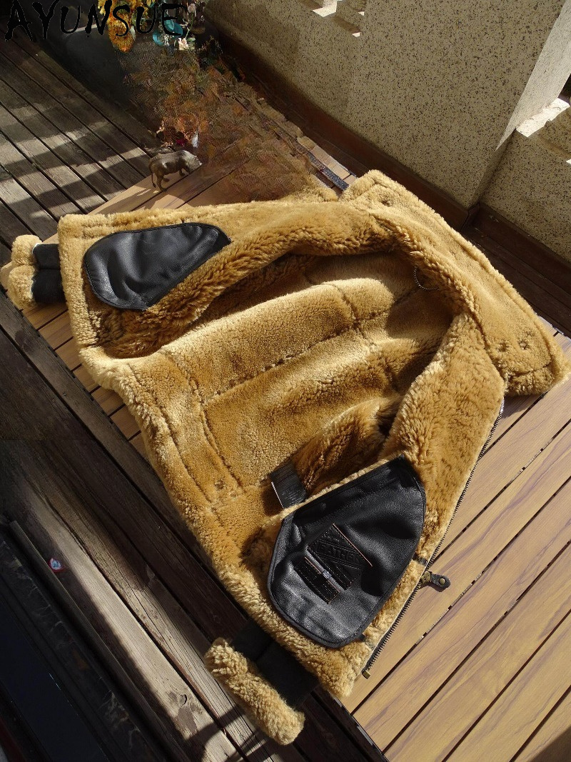 AYUNSUE Natuurlijke Wol Bontja - Men'S Fashion Leather Jacket recensie en prijs