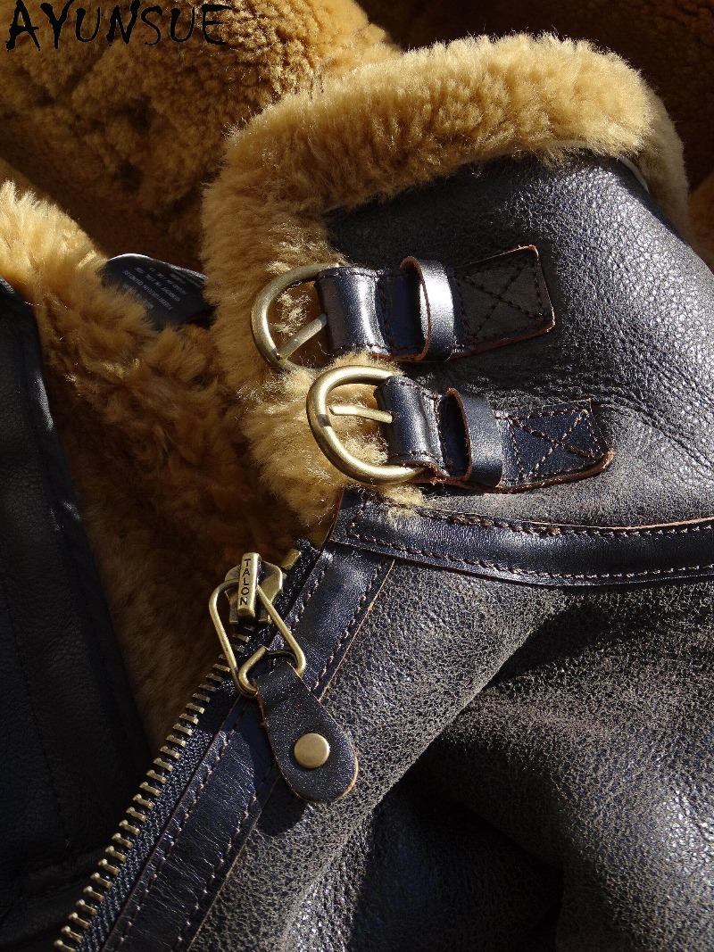 AYUNSUE Natuurlijke Wol Bontja - Men'S Fashion Leather Jacket recensie en prijs