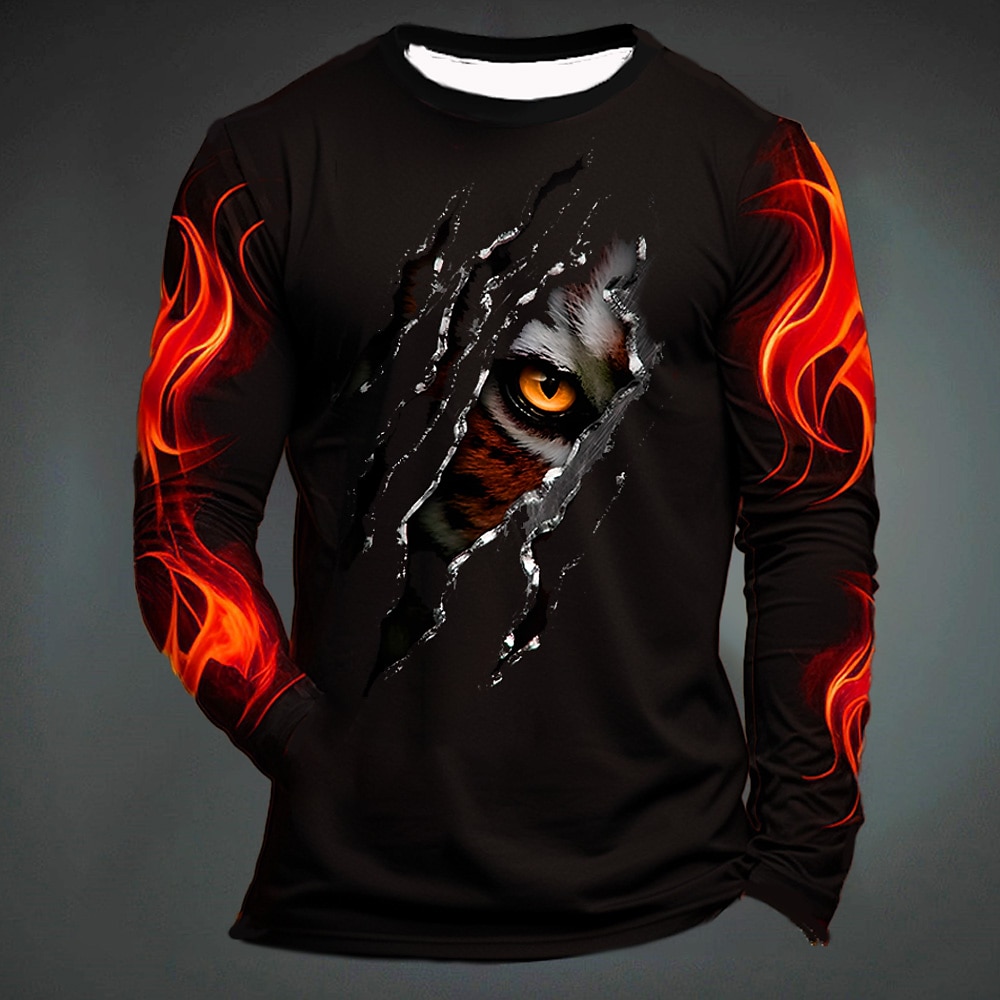 Grappige Tijgerprint T-shirt V - Men'S Fashion Y2K recensie en prijs
