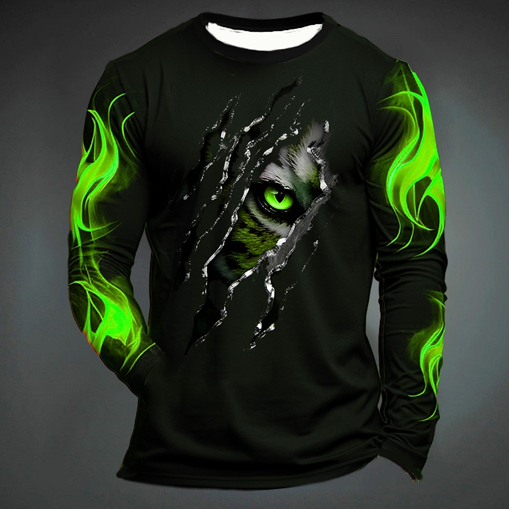 Grappige Tijgerprint T-shirt V - Men'S Fashion Y2K recensie en prijs
