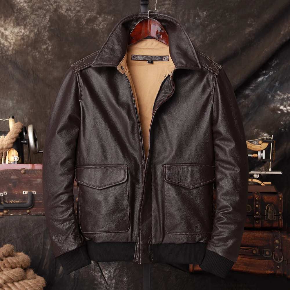 Bomber A2 Pilot Echt Leren Jas - Men'S Fashion Leather Jacket recensie en prijs