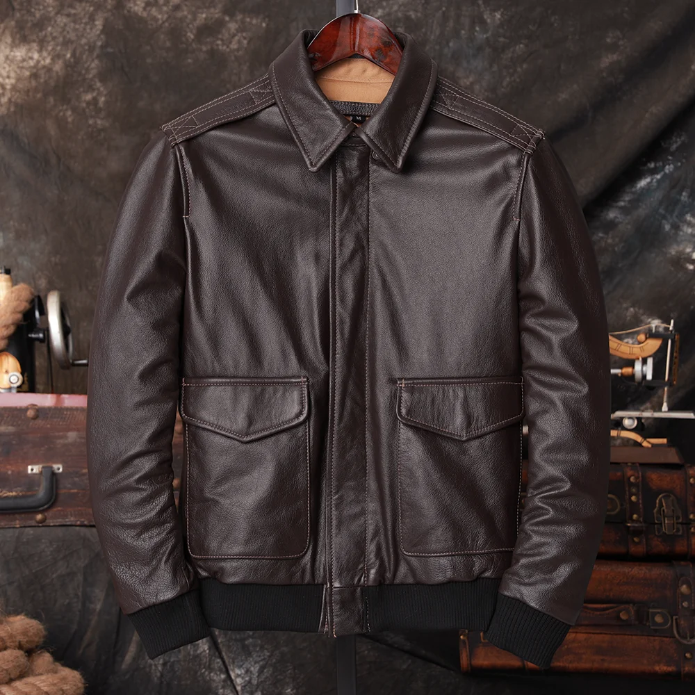 Bomber A2 Pilot Echt Leren Jas - Men'S Fashion Leather Jacket recensie en prijs