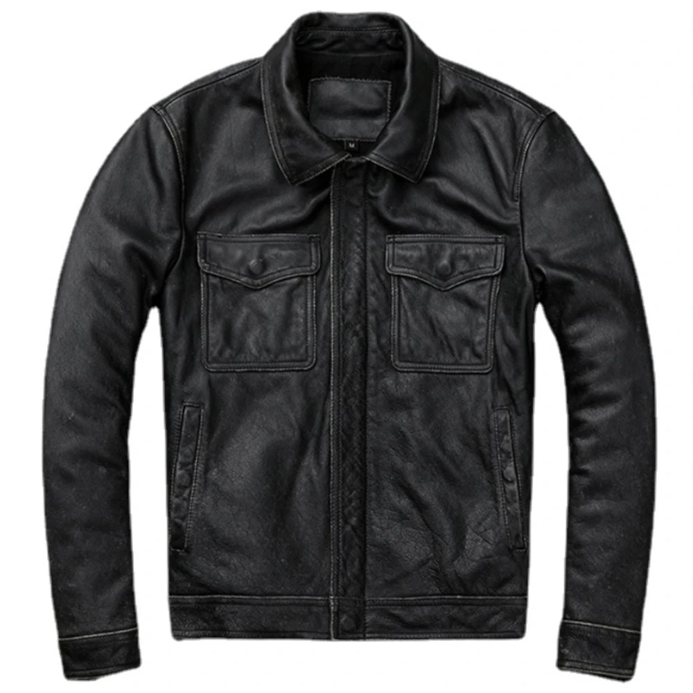 Vintage Bruin Rood Echt Leren  - Men'S Fashion Leather Jacket recensie en prijs