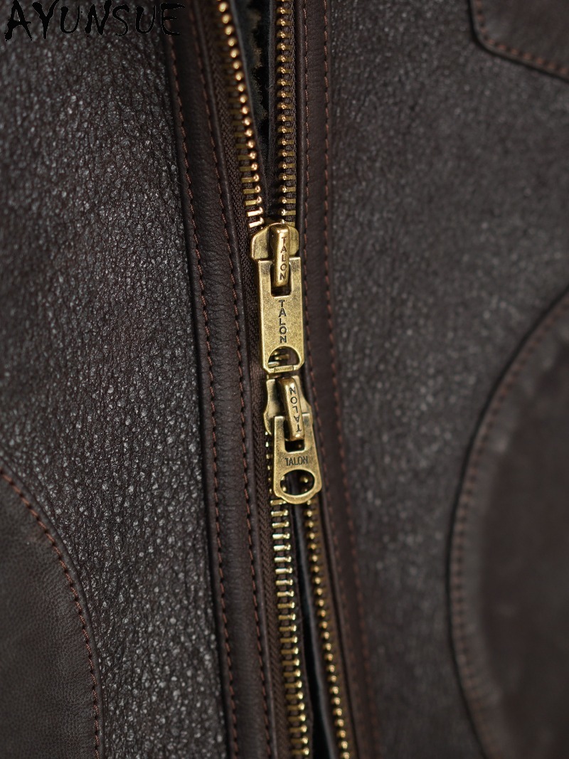 AYUNSUE 100% Natuurlijke Bontj - Men'S Fashion Leather Jacket recensie en prijs