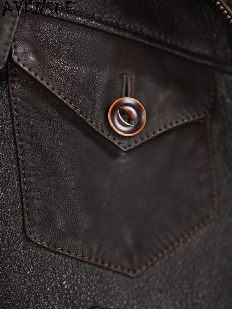 AYUNSUE 100% Natuurlijke Bontj - Men'S Fashion Leather Jacket recensie en prijs